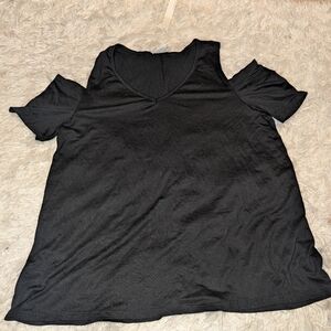 Nwt Brandy Blu Women's Black Cold Shoulder Top Sz S